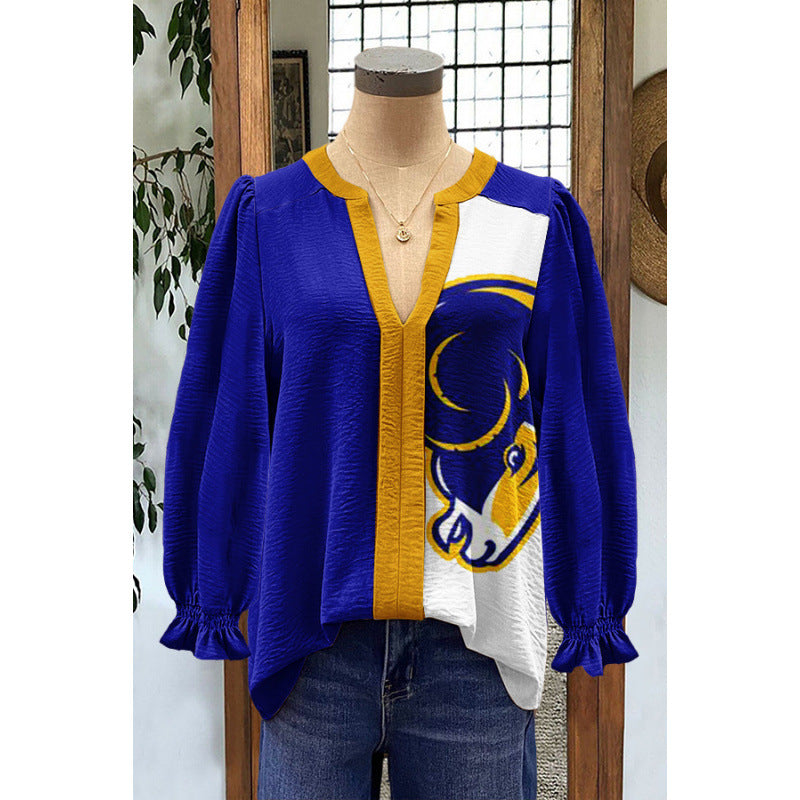 Women's Loose Flared Sleeves Long-sleeved Digital Printing Women's T-shirt