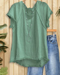 Women's Solid Color Cotton Tassel Design Sleeve Crew Neck Women's Sweater