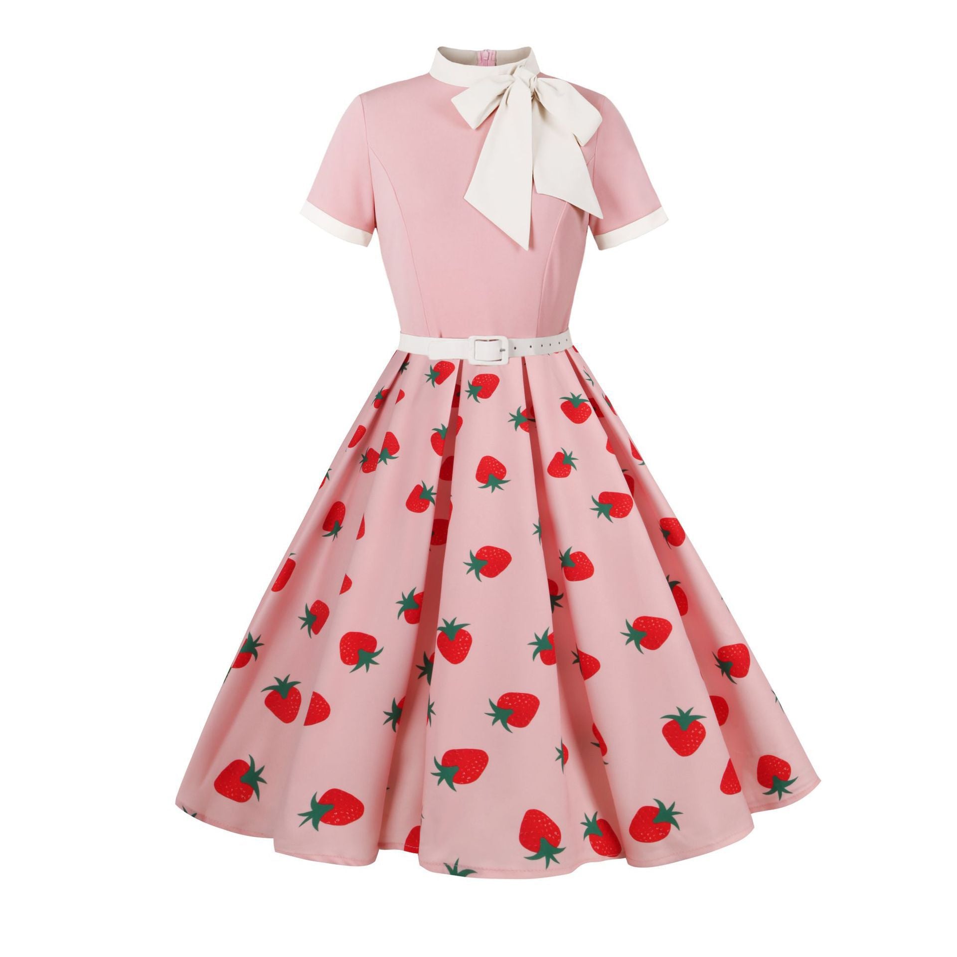 Women's Retro Hepburn Printed Floral Polka Dot Dress