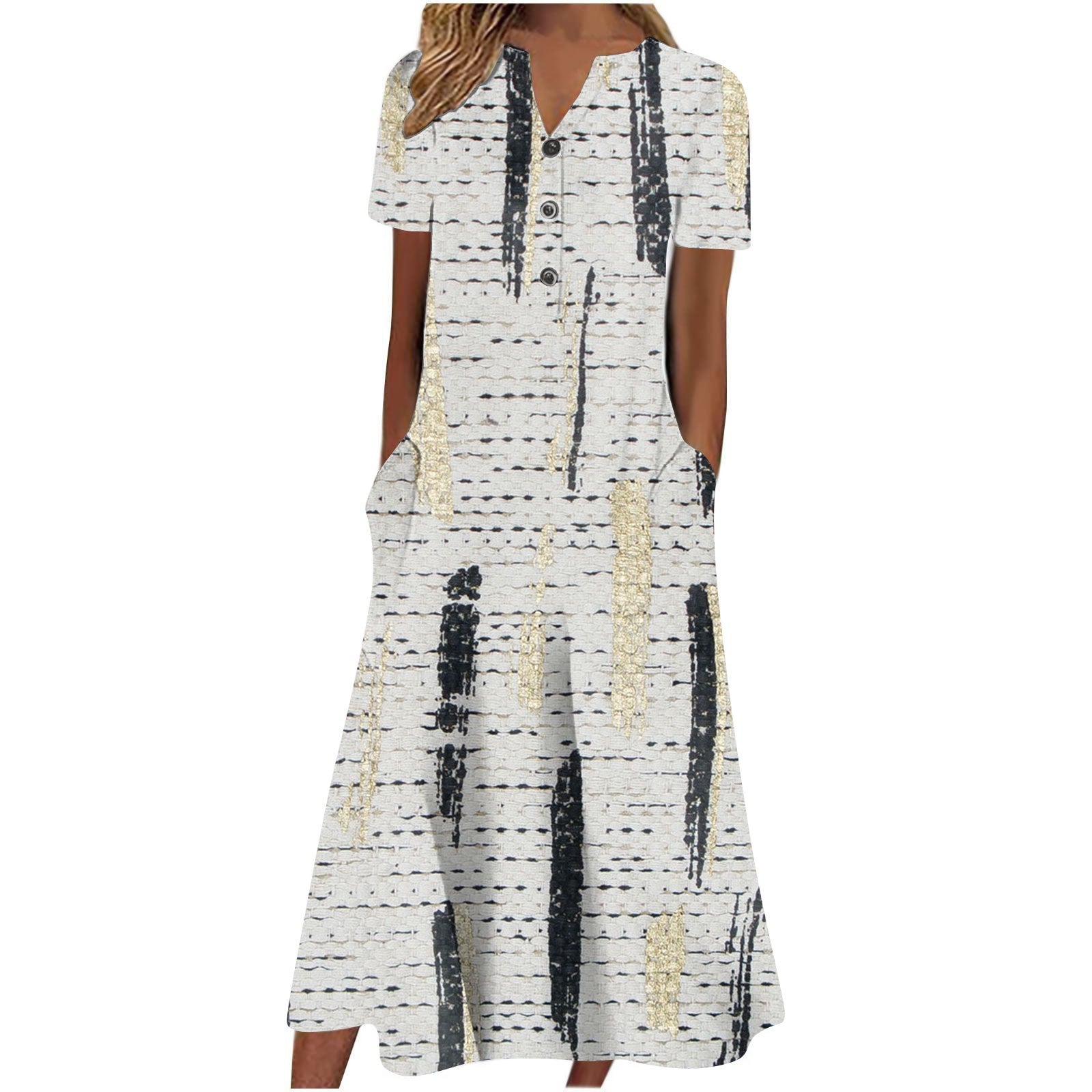 Summer Fashion Pocket Striped Sleeveless Casual Dress