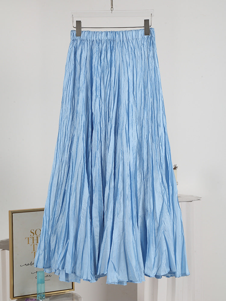 Color Large High Waist Slimming Elastic Casual Skirt