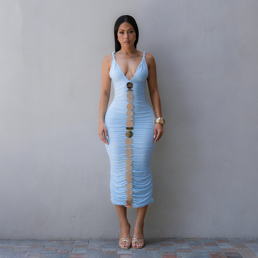 Women's Sleeveless Sling Sheath Sexy Fashionable Long Dress