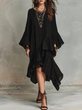 Beautiful Unique Elegant Asymmetric Ruffled Black Dress
