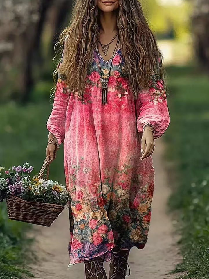 Women's Spring Printed Long-sleeved Other Elegant Dress