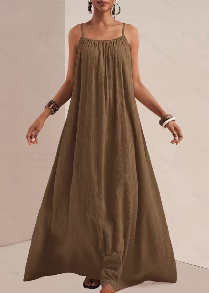 Summer Fashion Elegant Solid Color Sling Large Dress