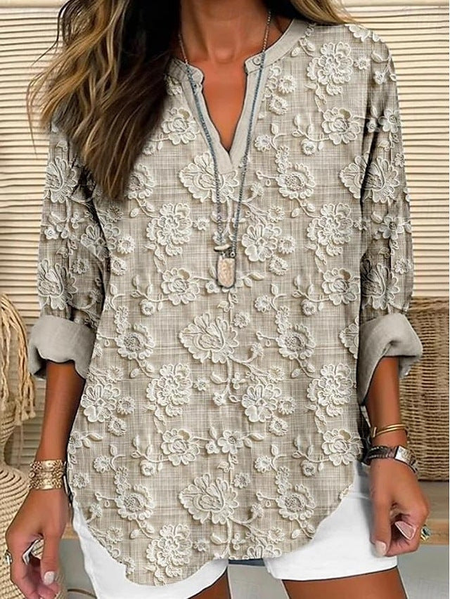 Classy Women's Small Buttons Curved Hem Women's T-shirt
