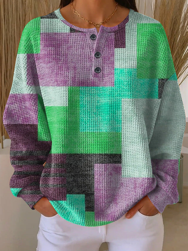 Women's Printing Colorful Flower Color Matching Floral Clothing