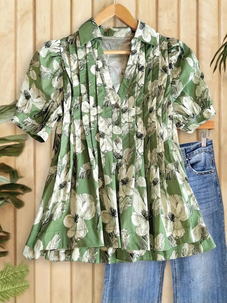 Women's Fashion Shirt Sleeve Digital Printing Seaside Vacation Clothing
