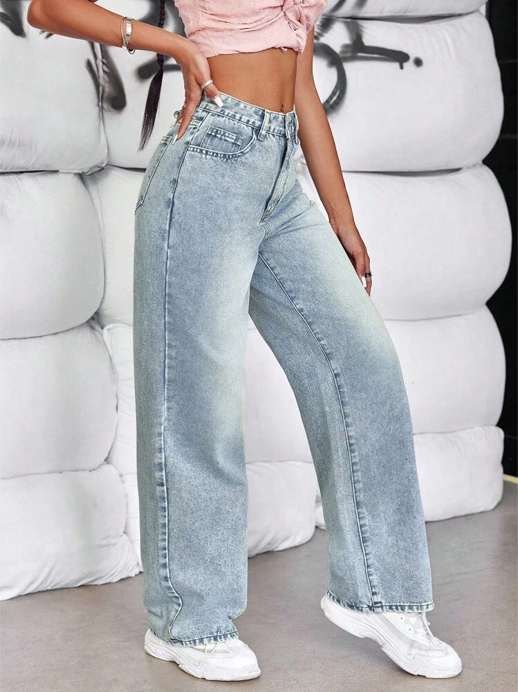 Women's Mei Straight Loose Trendy Wide Leg Women's Jeans