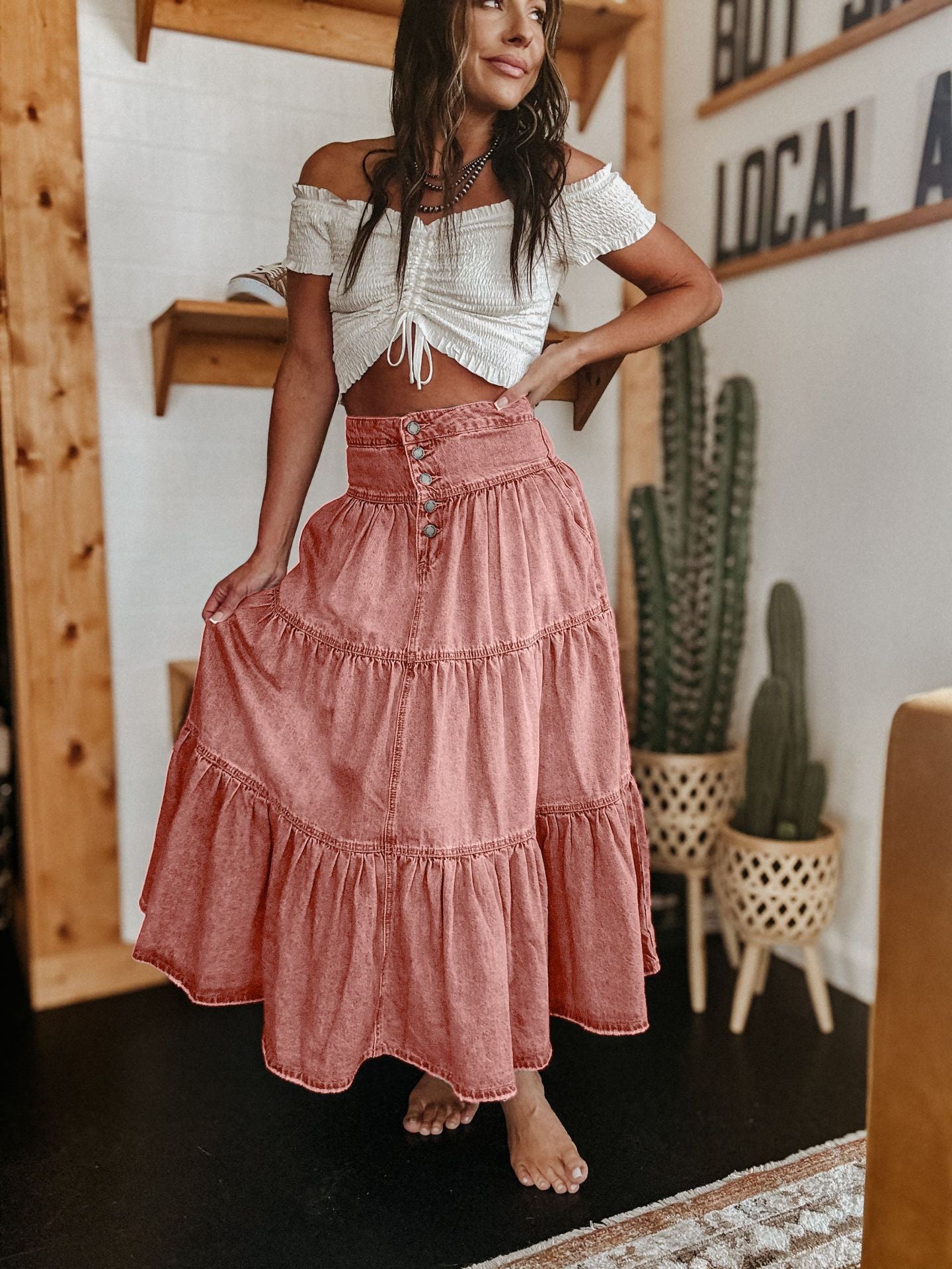 Graceful Comfortable Bohemian Layered Cake Denim Skirt