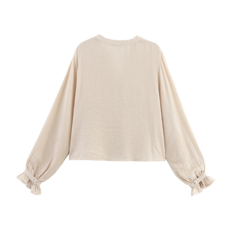 Women's Fashion Casual Loose Hollow Embroidery Shirt Blouse