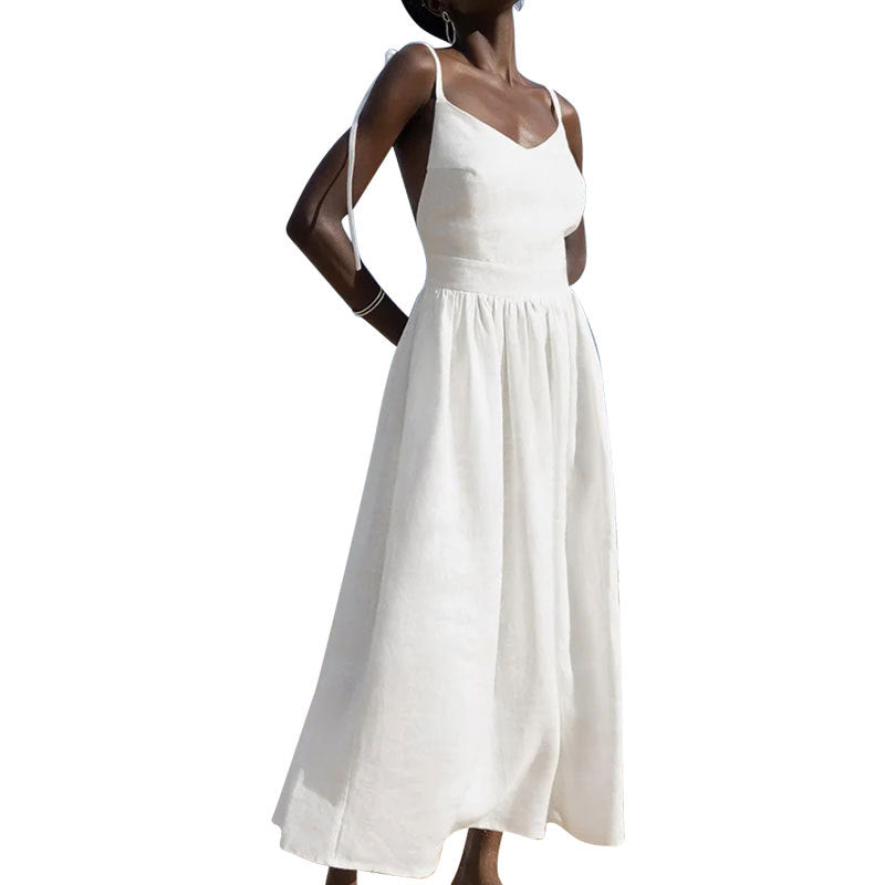 Women's Elegant Sexy Solid Color Mori Style High Dress