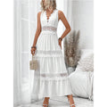 Women's Summer Lace Stitching Collar Sleeveless Dress