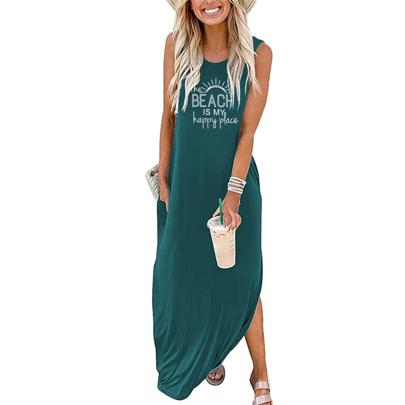 Women's Letter Vintage Print Round Neck Vests