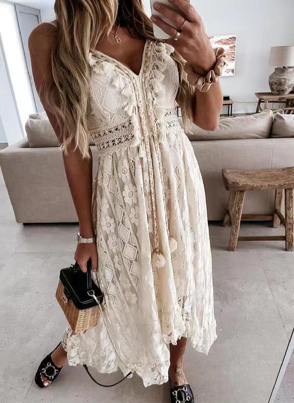 Summer Sling Large Swing Solid Color Dress