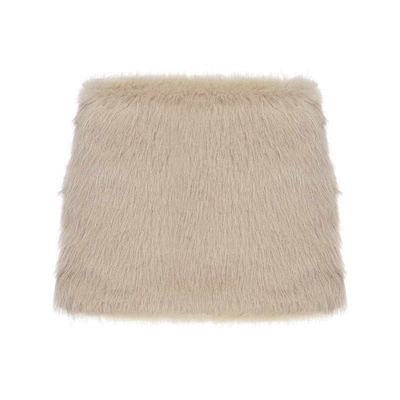 Sexy Niche Fur Stitching Design Hip Street Hot Shorts