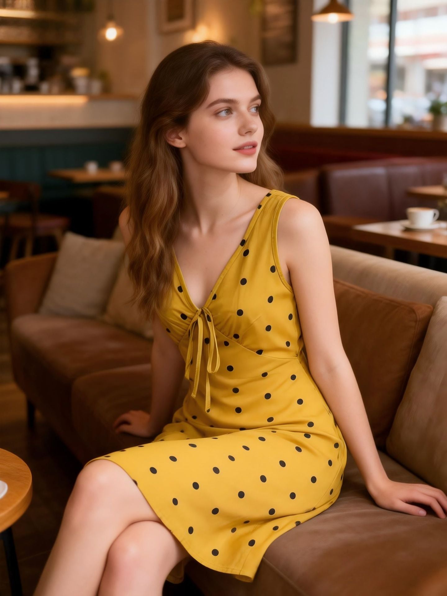 Durable Women's Summer Sleeveless Polka Dot Dress