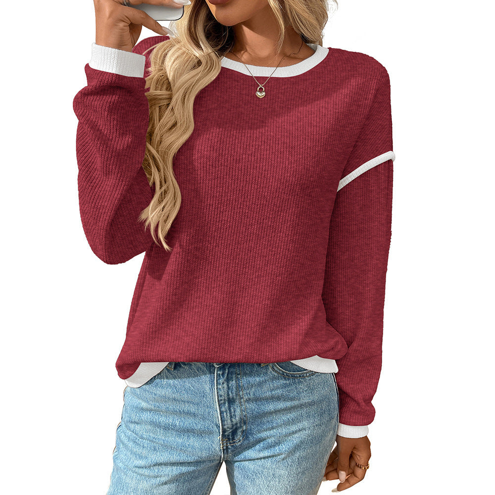 Women's Round Neck Imitation Long Sleeve Loose Women's T-shirt