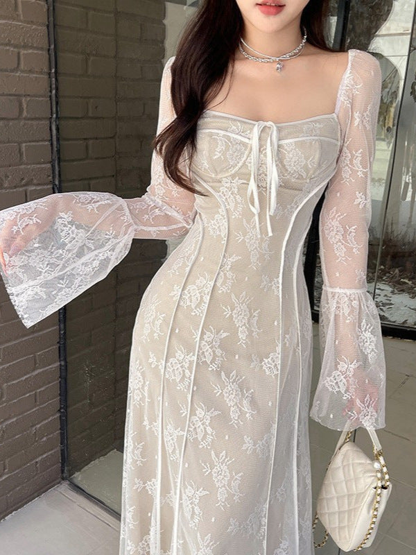 Long-sleeved Pure Desire Style Slim Fit Backless Dress