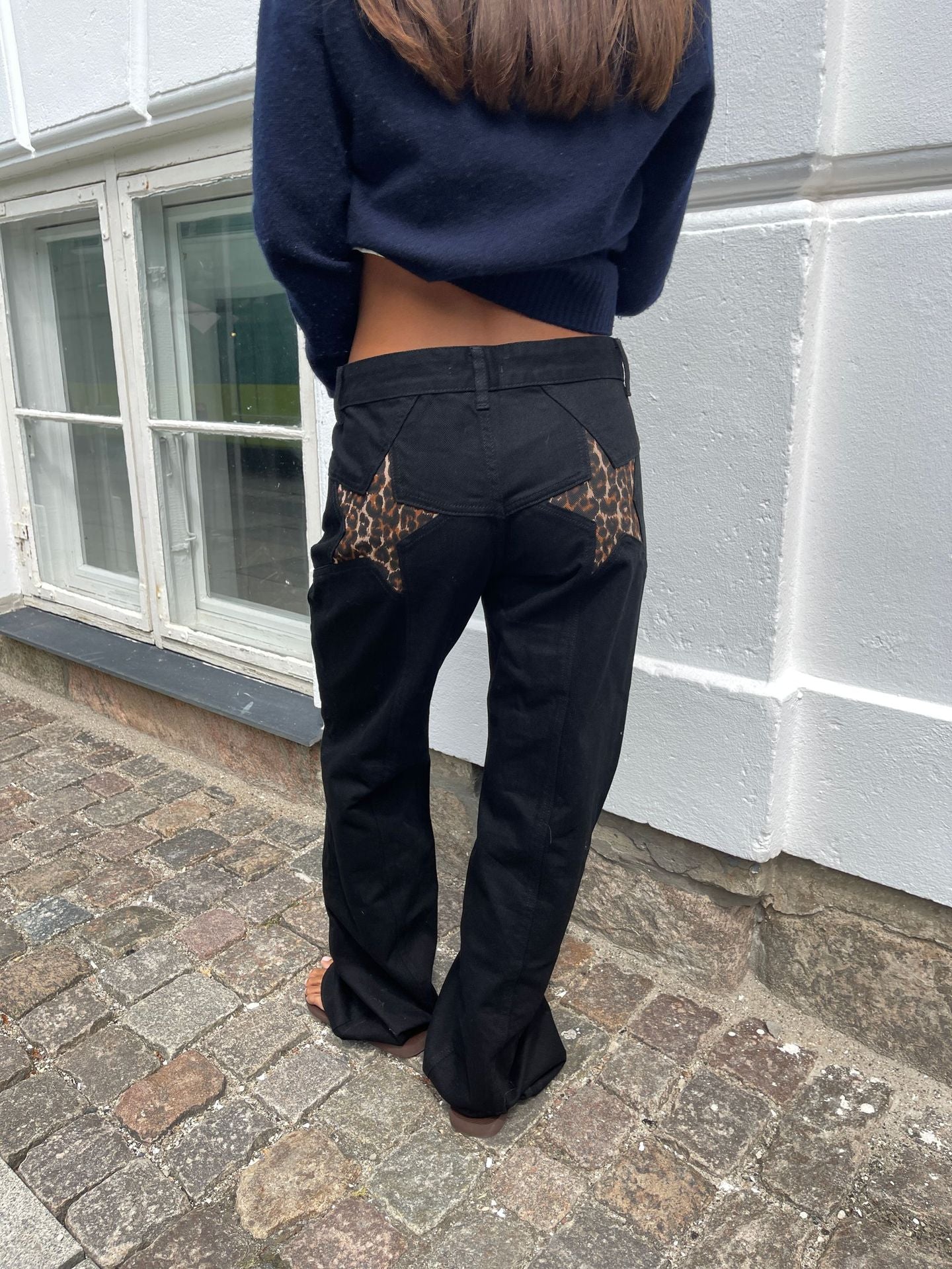 Hot Back Five-pointed Star Color Contrast Women's Jeans