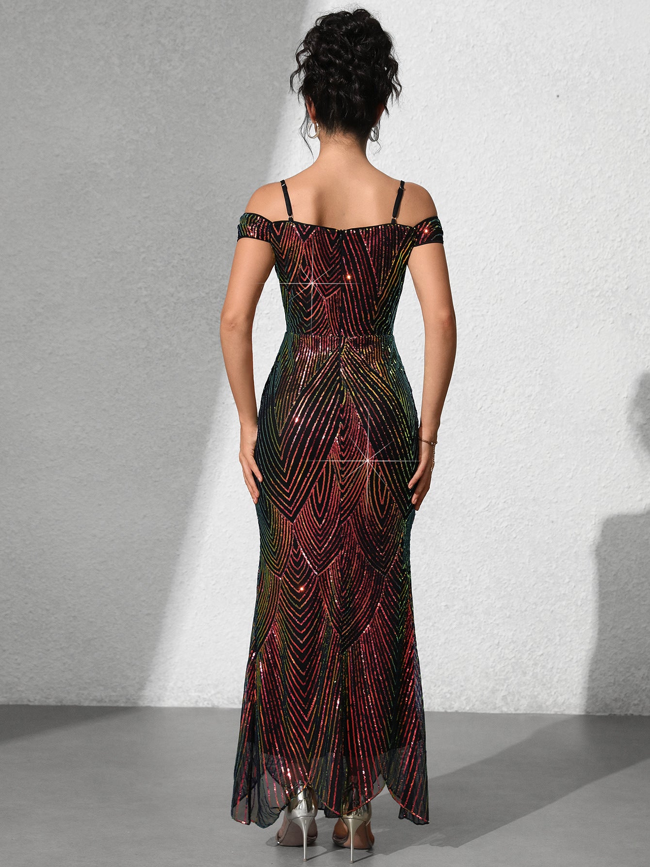 Women's Strapless Sexy Sequins Sling Long Fishtail Dress