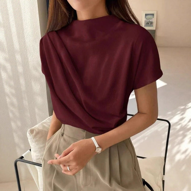 Women's Round Neck Draping Summer Simple Sleeve Women's T-shirt
