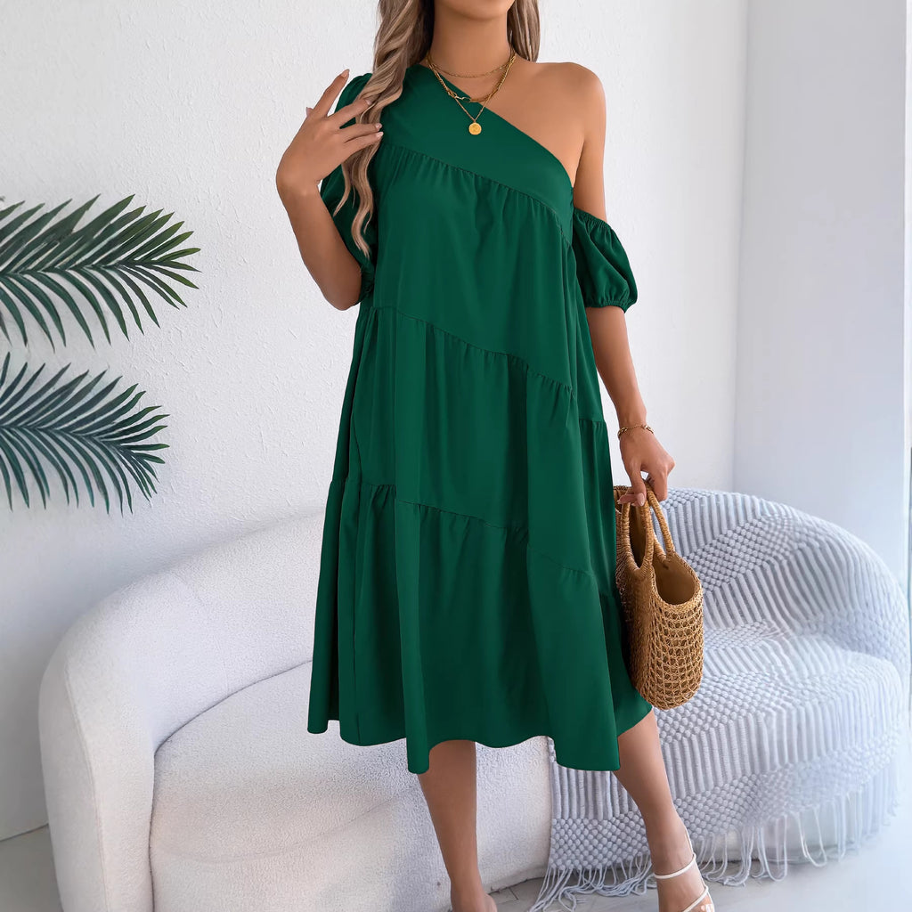 Women's Sleeve Casual Loose Lotus Leaf Large Dress