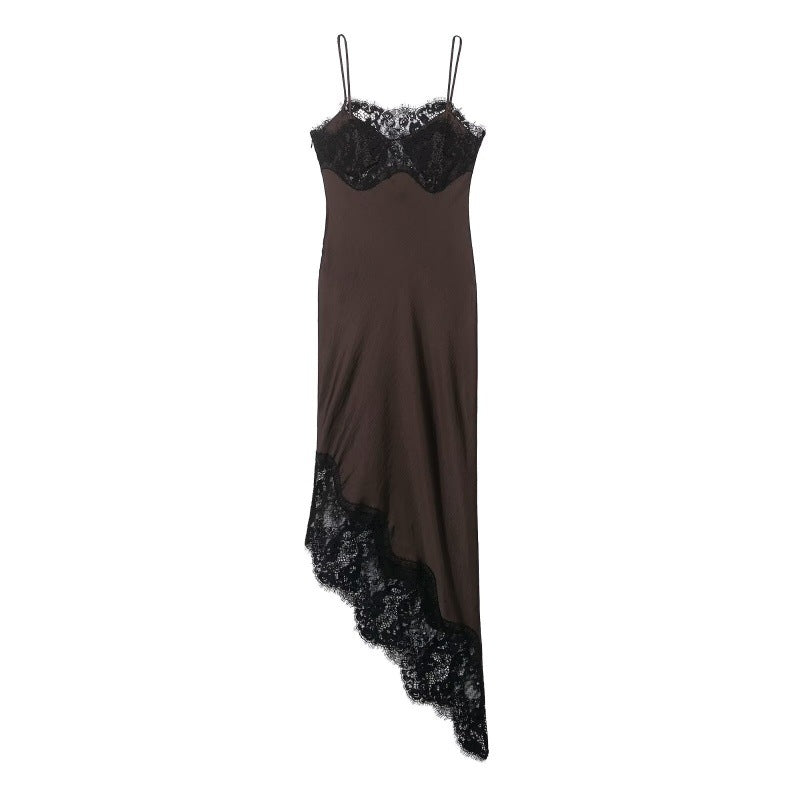Women's Summer Design Asymmetric Lace Satin Clothing