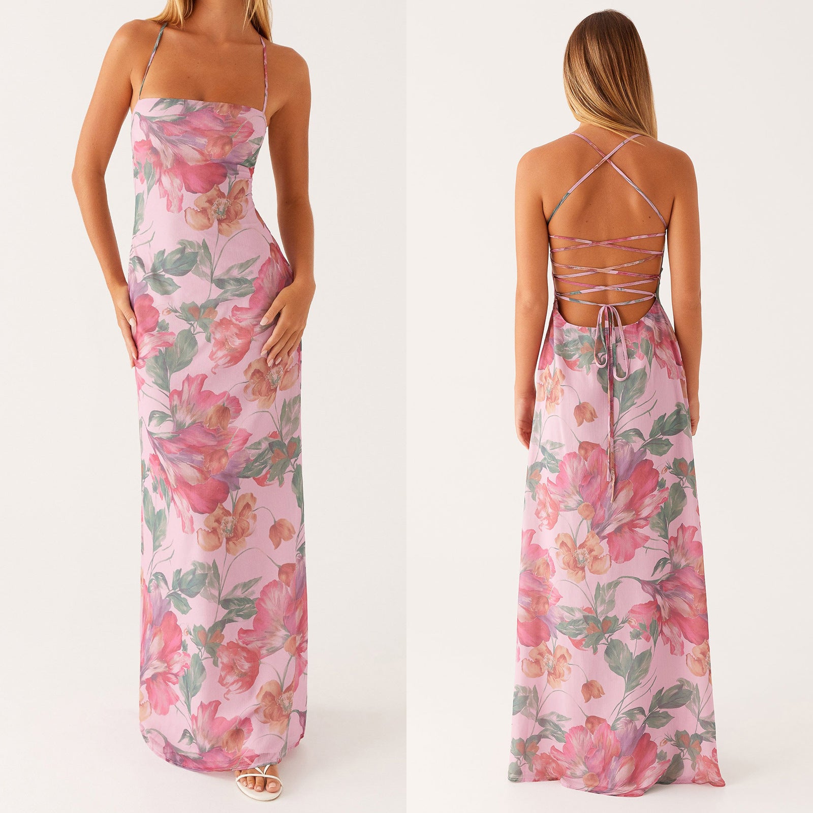 Women's Summer Sleeveless Tied Slim Fit Hip Spaghetti Dress