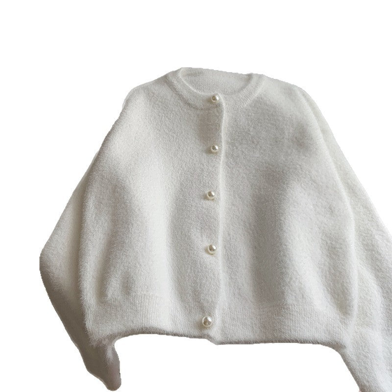 Women's Imitation Mink Pearl Buckle Outerwear Loose Women's Sweater