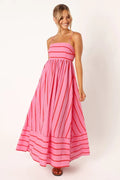 Striped Sleeveless Sling Backless Large Swing Dress