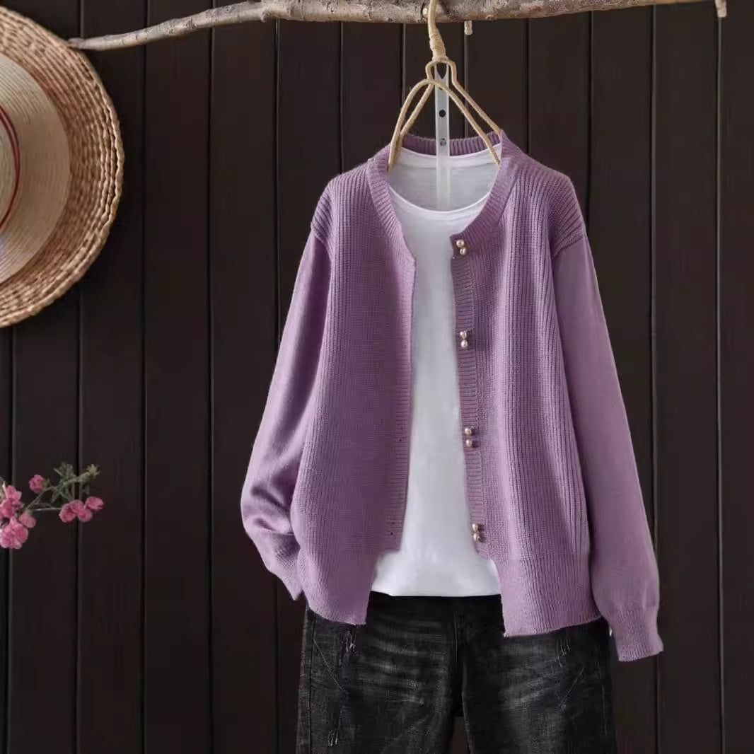 Women's Classic Style Autumn Loose Slimming Soft Glutinous Long Sleeve Solid Women's Sweater