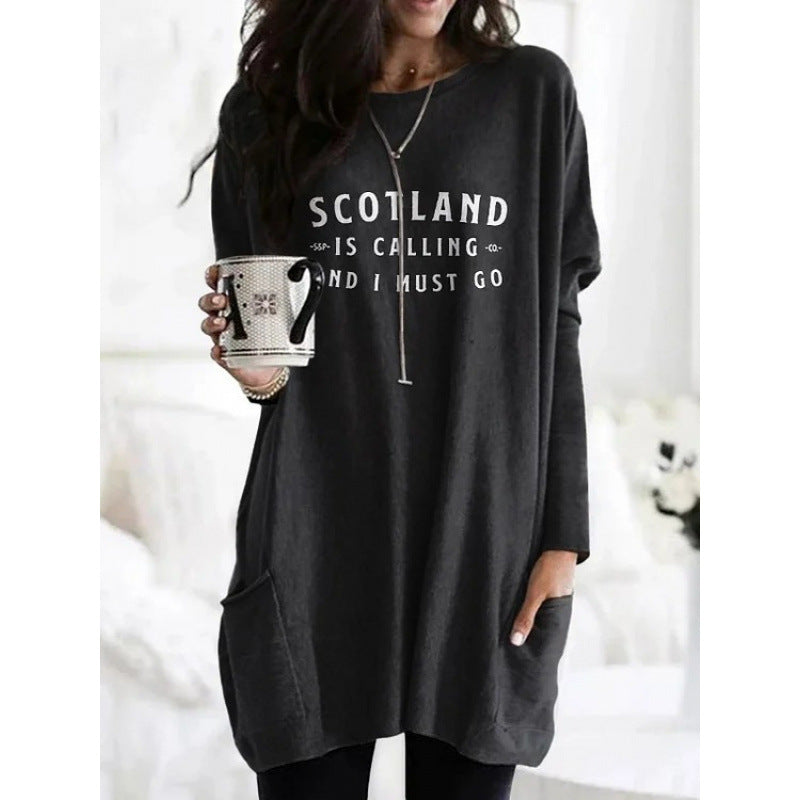 Women's Digital Printing Fashion Round Neck Mid-length Women's T-shirt