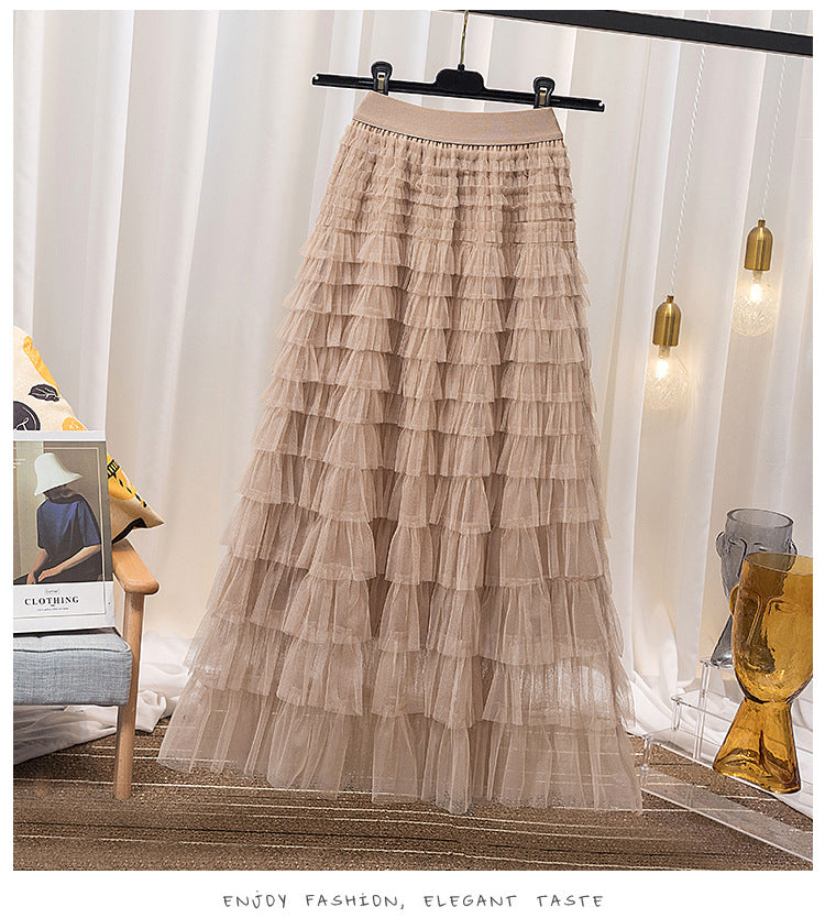 Women's Net Falbala Temperament Summer Dress Figure Flattering Skirts
