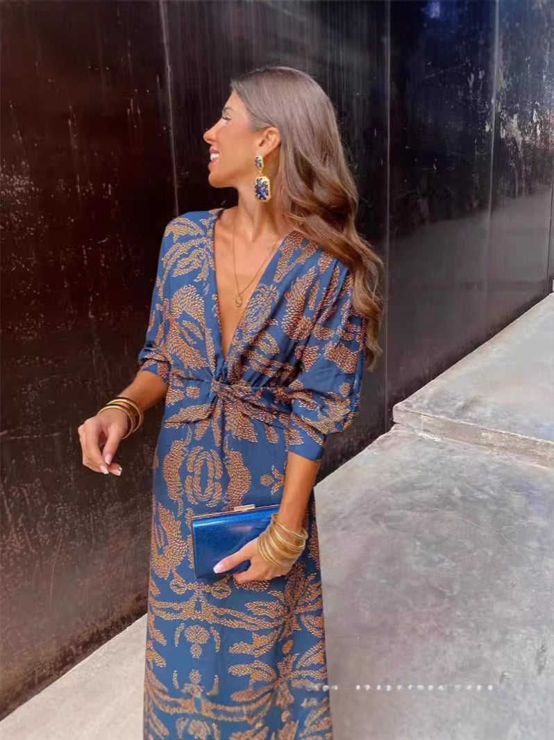 Innovative Charming Women's Autumn Print Mid-length Dress