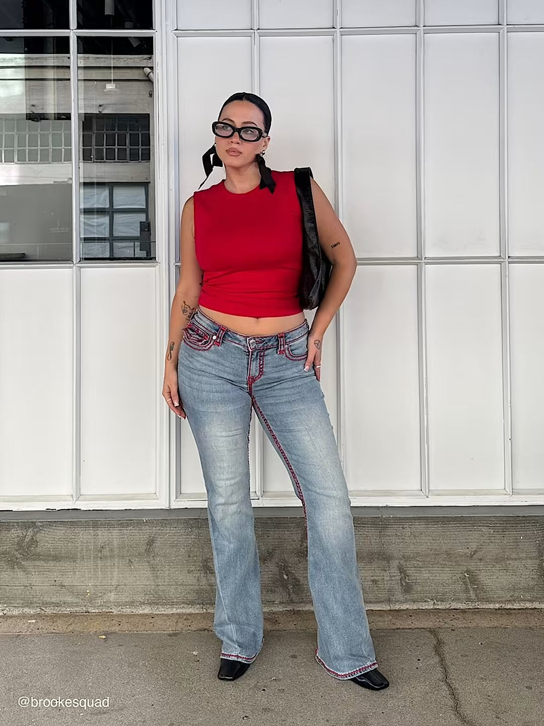 Women's Retro Fashion Embroidered Street Casual Low Waist Skinny Jeans