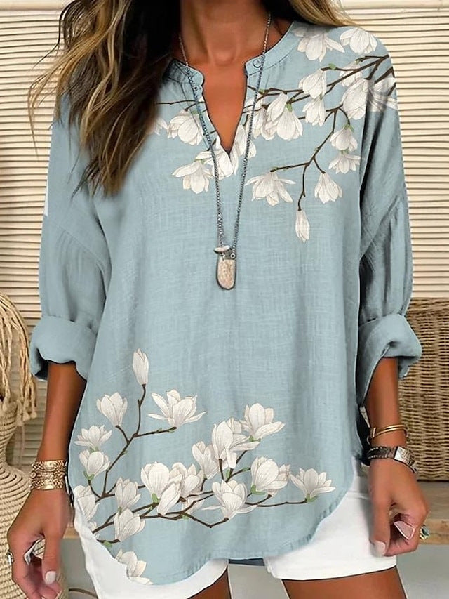 Classy Women's Small Buttons Curved Hem Women's T-shirt