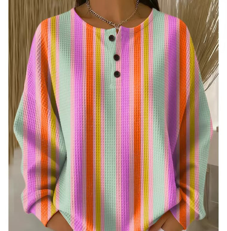 Women's Independent Single Retro Digital Printing Small Turtle Neck Women's T-shirt