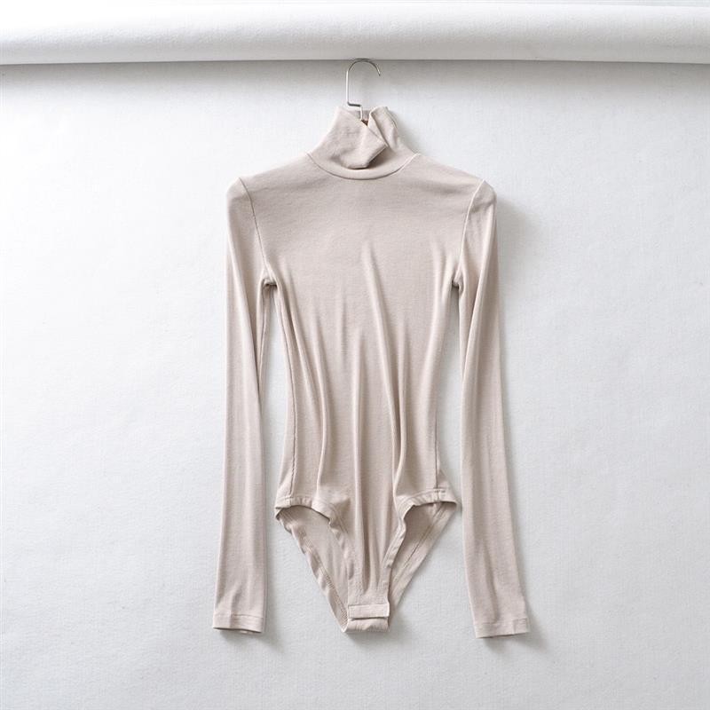 Women's Tight Stretch Turtleneck Long-sleeved Solid Color Thread Slim Bottoming Women's T-shirt