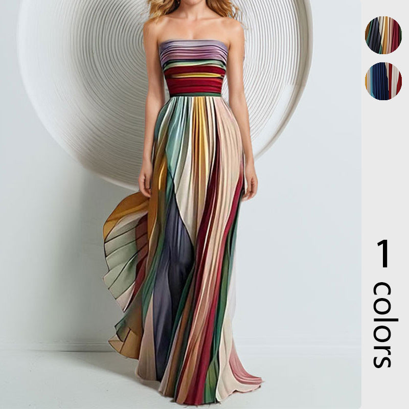 Women's Sexy Elegant Banquet Tube Printed Colorful Tops