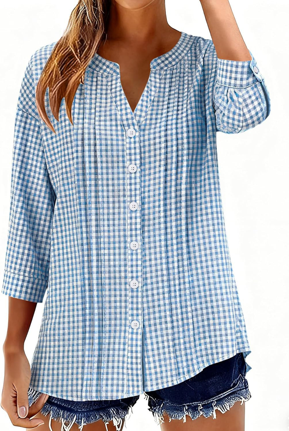 Fashion Casual Solid Color Half-open Collar Women's T-shirt