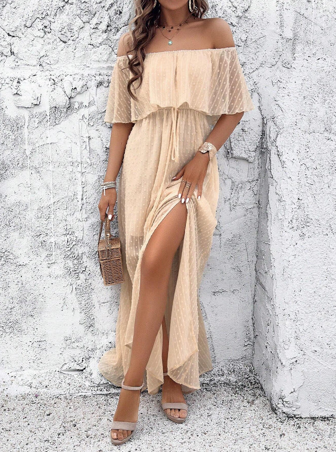 Women's Bohemian Sexy Solid Color Sleeve Dress
