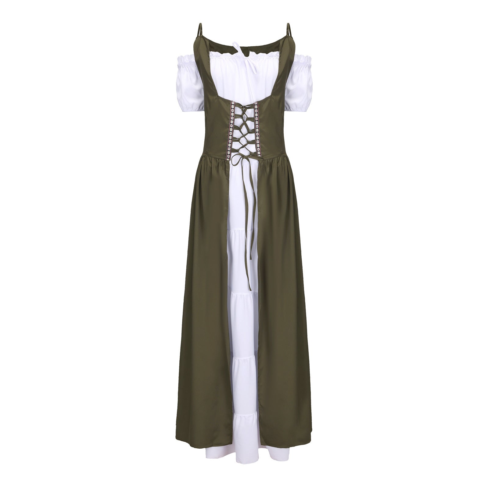 Square Collar Tied Waist Medieval Renaissance Dress