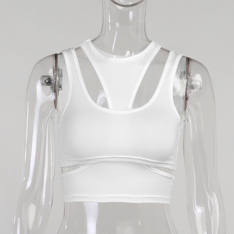 Classy Glamorous Solid Color Sleeveless Trendy Women's T-shirt