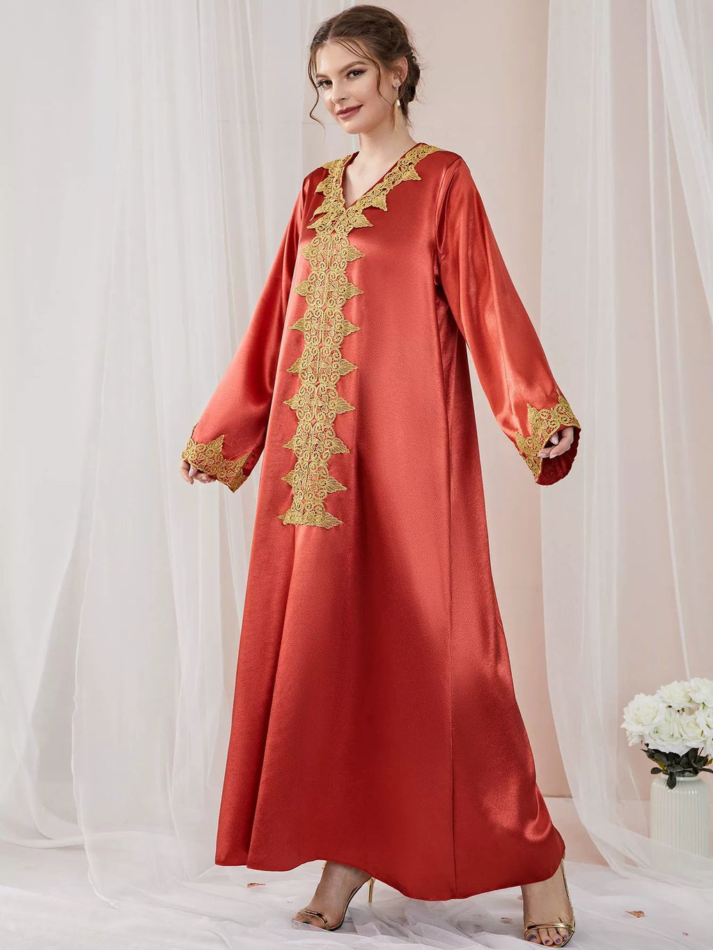 Durable Women's Muslim Wear Solid Color Dress