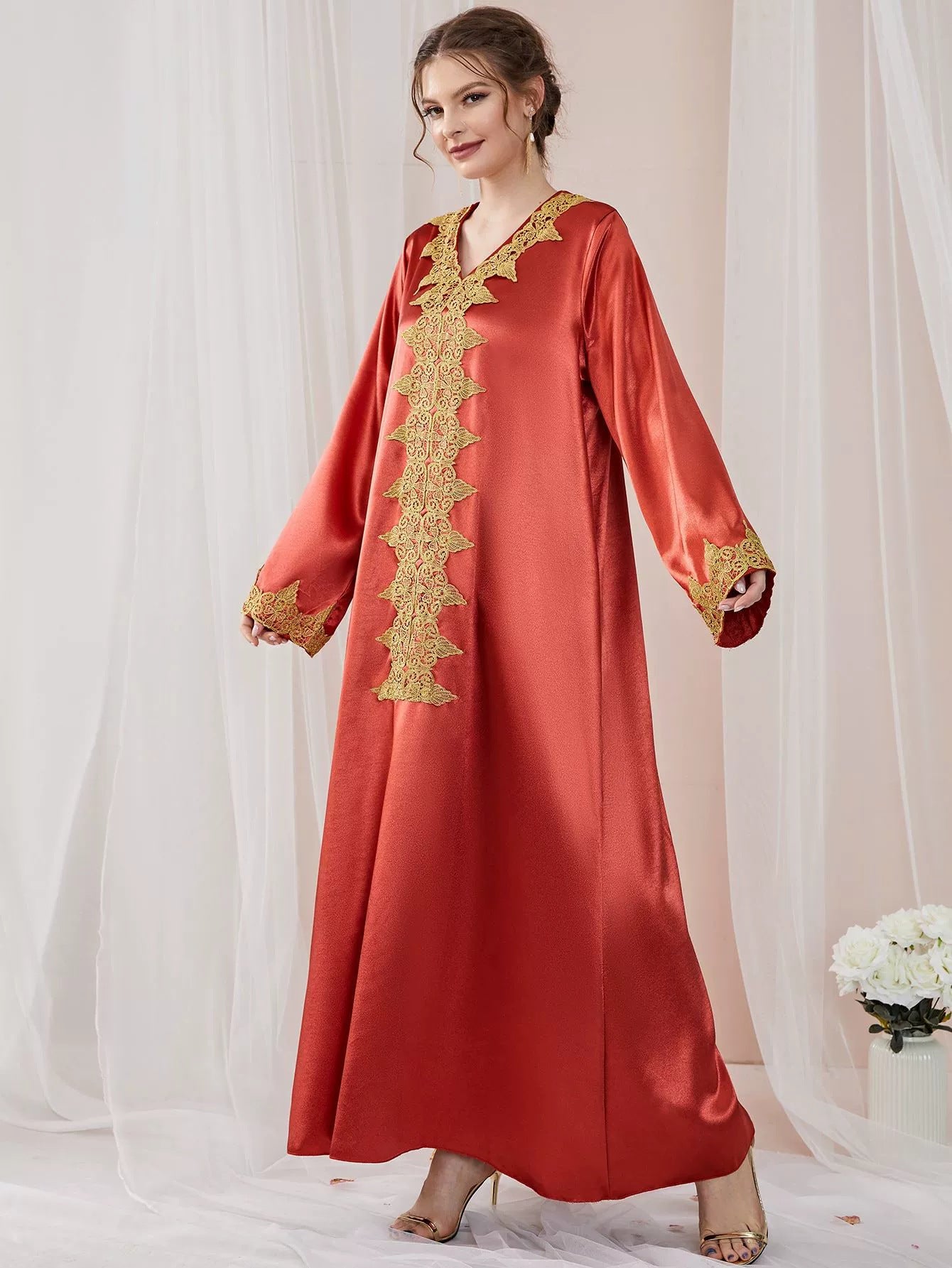 Durable Women's Muslim Wear Solid Color Dress