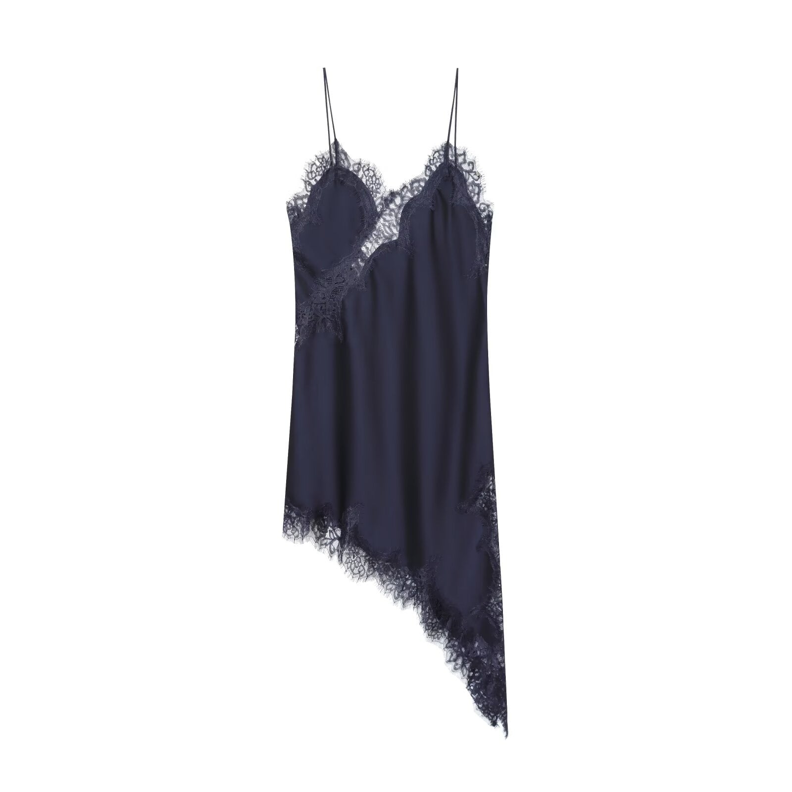 Elegant Winter Lace Sleeveless Asymmetric Slip Dress