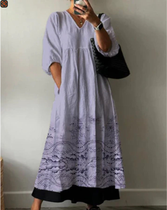 Women's Loose Fashion Long Sleeve Printed Dress