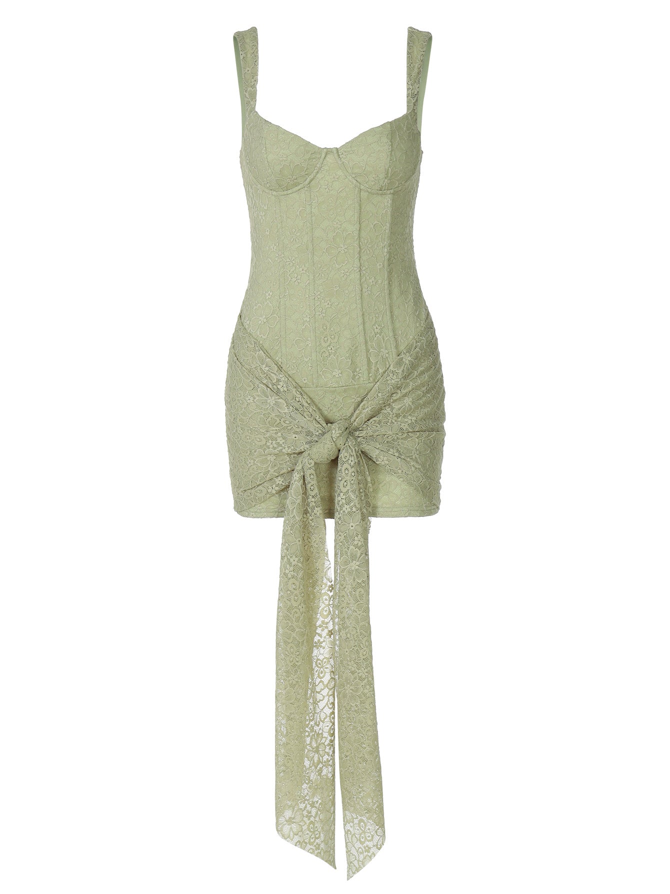 Fashion Lace Sexy Cinched Patchwork Bandage Hip Spaghetti Dress
