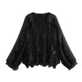 Women's Temperament Laminated Decoration Fashion Long Sleeve Blouse